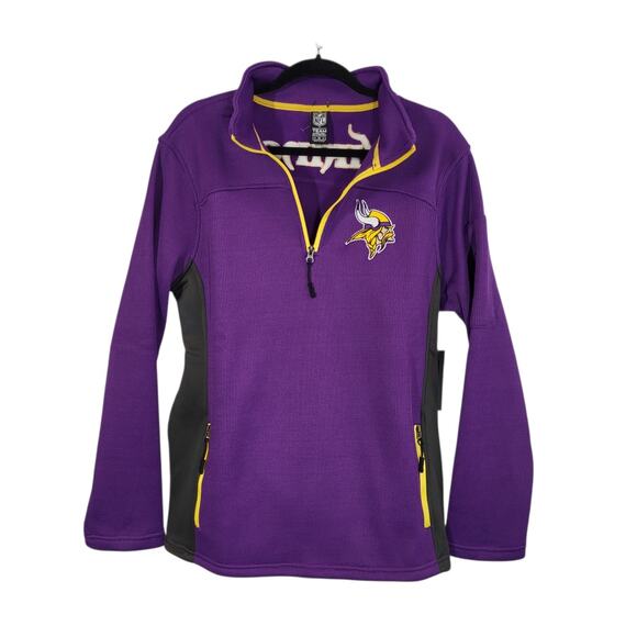 NFL Minnesota Vikings Men’s M 1/4 Zip Pullover Purple Football Waffle Knit NEW - Picture 5 of 16